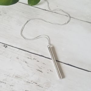 Silver Large Bar Drop Necklace